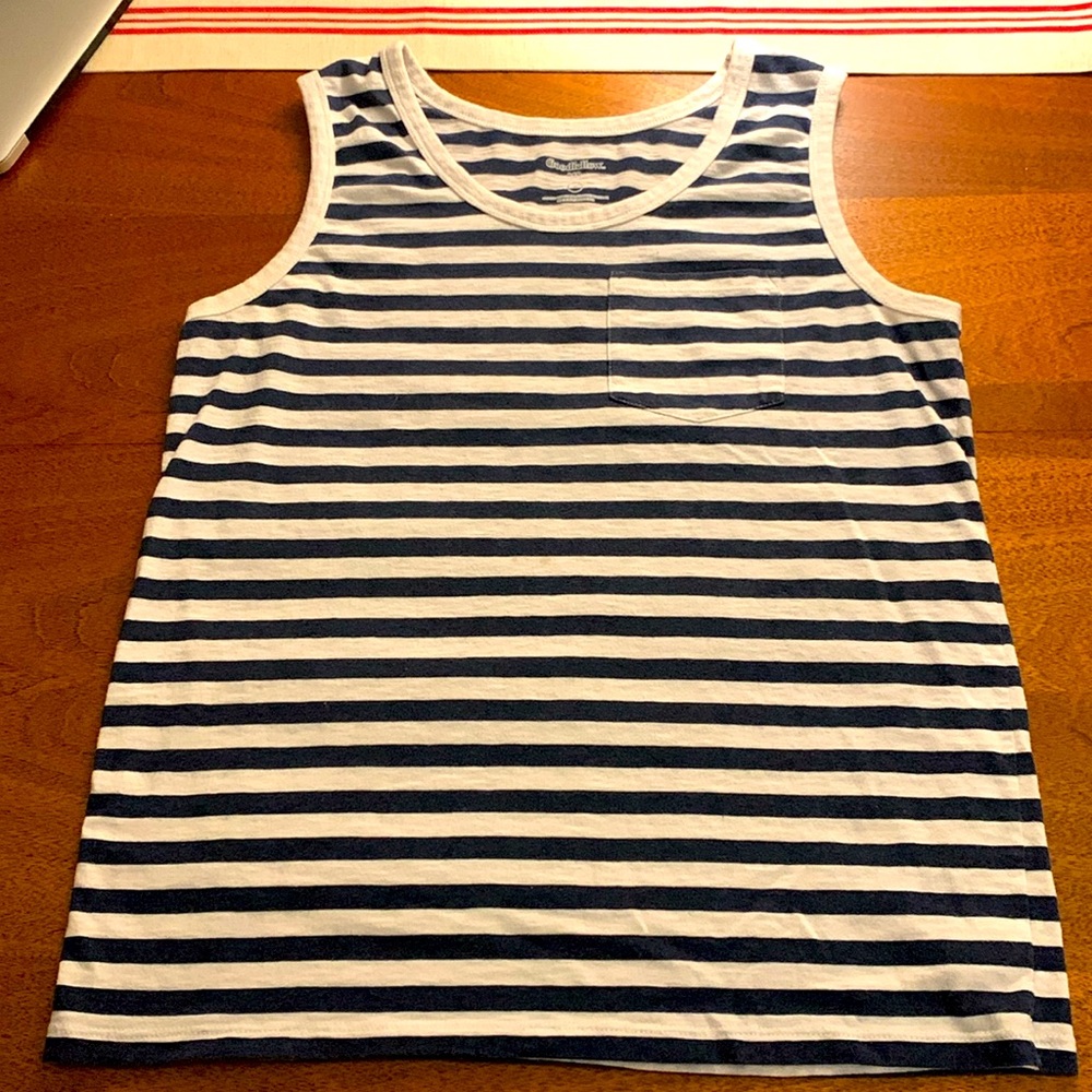 Goodfellow Medium Blue and White Striped Tank